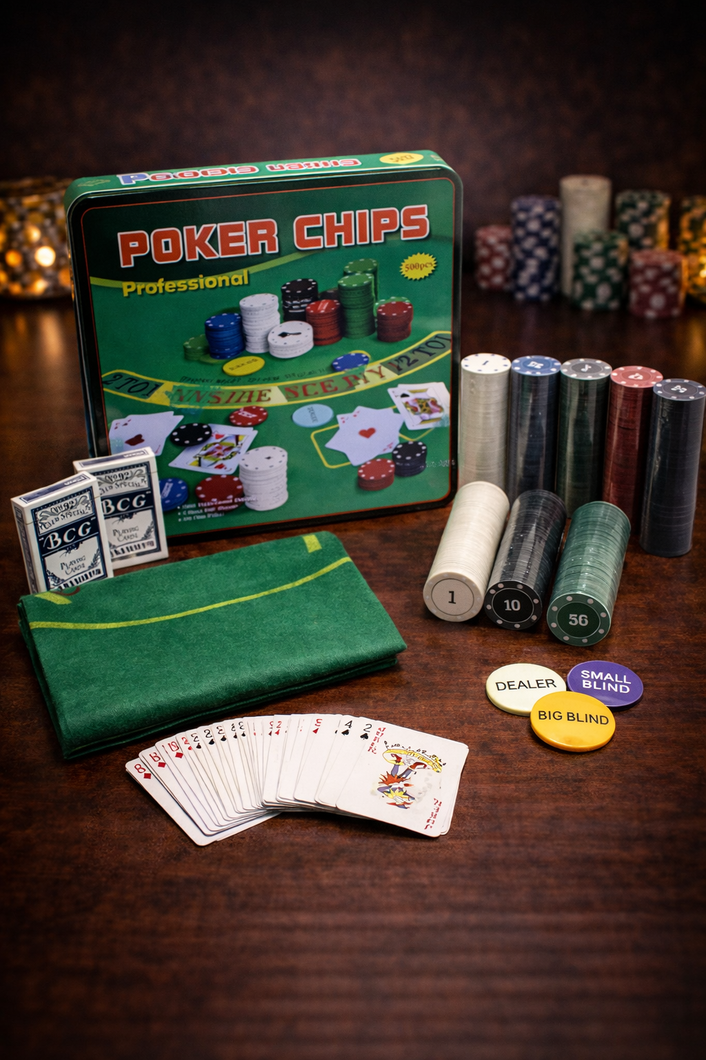 Poker Set: 500 Chips, 2 Playing Cards