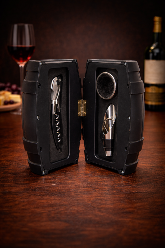 3 Parça Fıçı Tasarımlı Şarap Aksesuar Seti