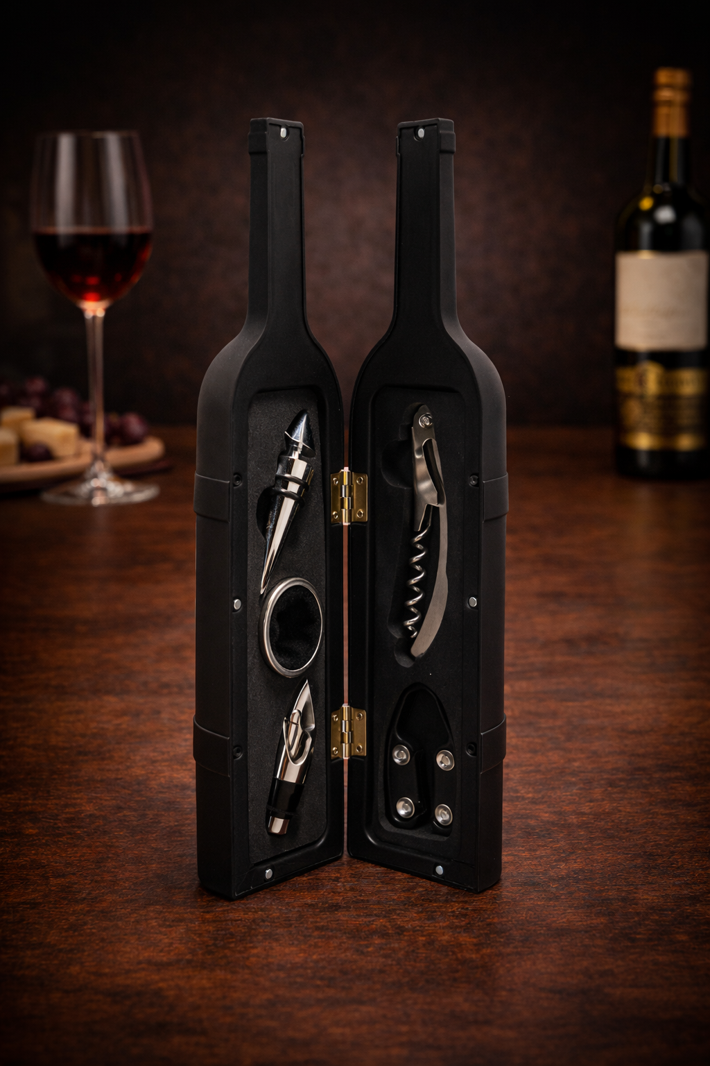 Wine Accessory Set in the Shape of a Bottle