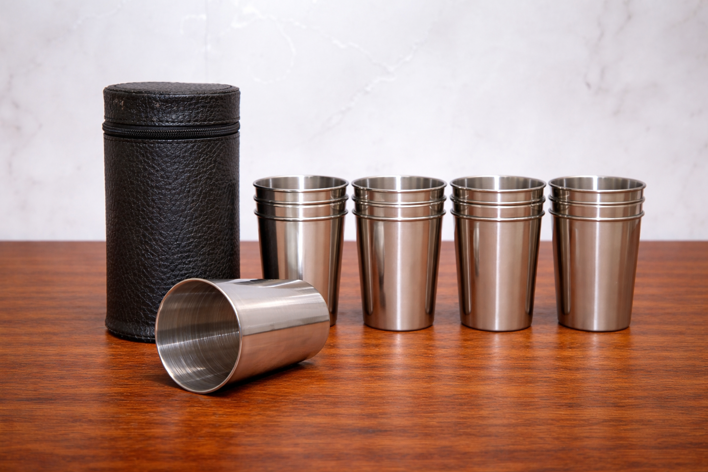 Stainless Steel Shot Glass Set – With Carrying Case (5-Piece)