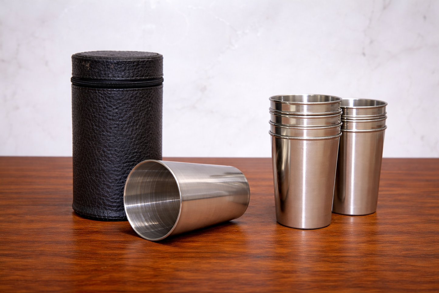 Stainless Steel Shot Glass Set – With Carrying Case (5-Piece)