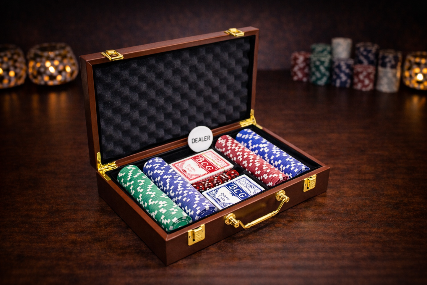Poker Set 300 Chips with Leather Case