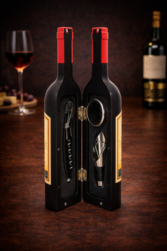 Şişe Tasarımlı Şarap Aksesuar Seti